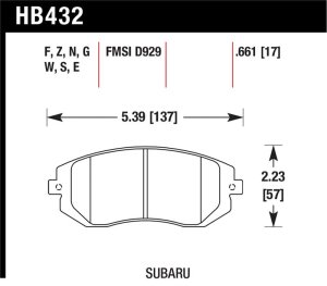 Subaru WRX Brake Pad Set - Front - Hawk Performance - HPS Street - `03-`05